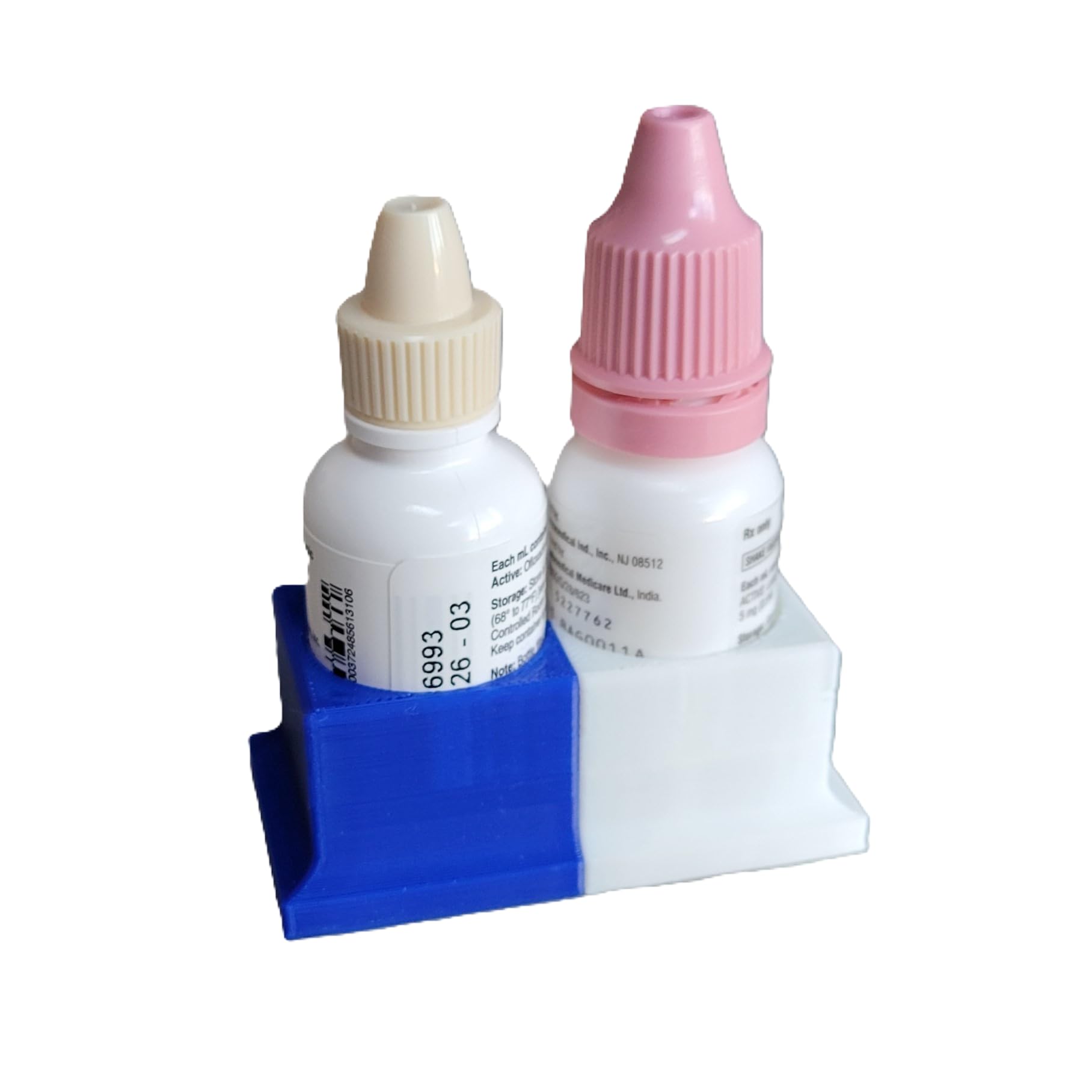 Eye Drops Organizer and Tracker, AM/PM Dual Slot Holder (Blue/White)