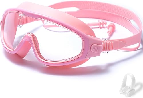 Miniatura 16 de Swim Goggle Kids,Leak-Proof,Anti-Fog Pool Glasses,Wide View Swimming Goggles for 3-14,With Ear Plugs and Nose Clip Rosado/Verde,Negro -,Color