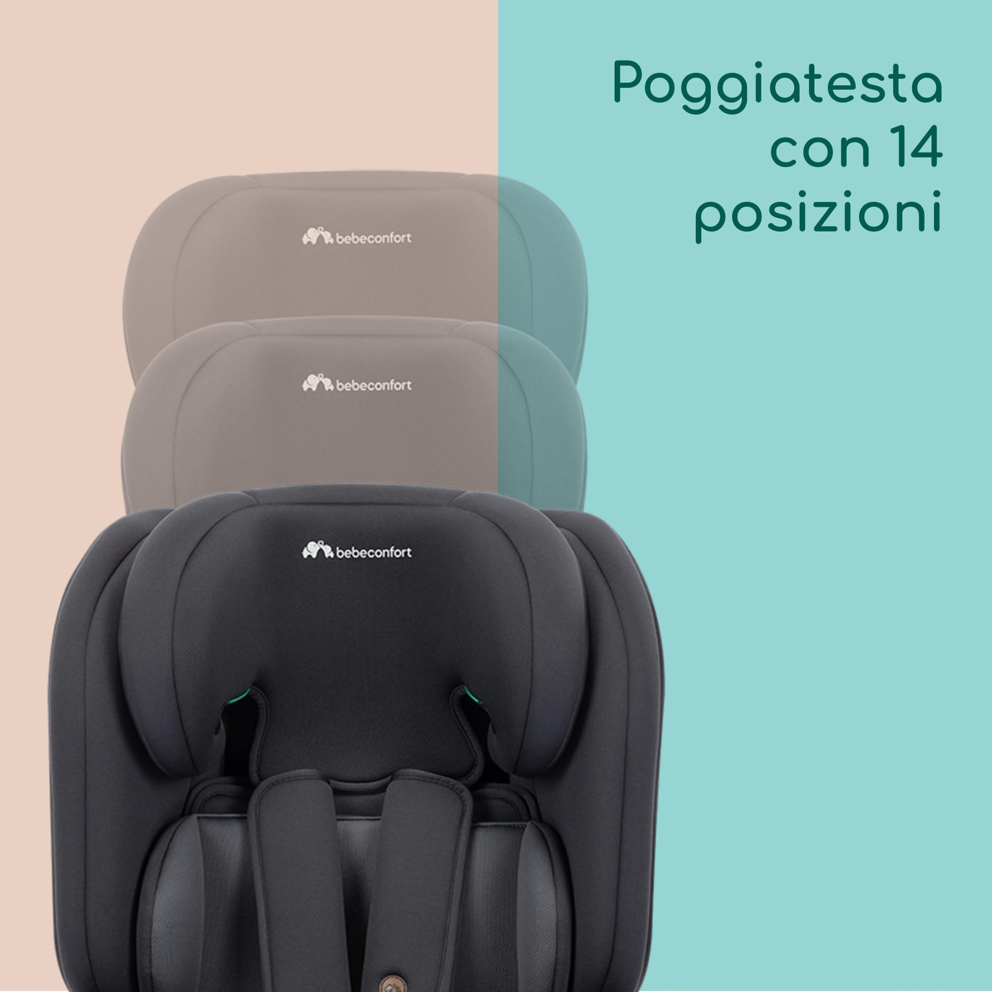 Bebeconfort EverFix Plus i-Size, Seggiolino Auto 9-36 kg Evolutivo, 15 Mesi-12 Anni, 76-150 cm, Seggiolino Auto ISOFIX, Protezione dagli Impatti Laterali, Poggiatesta 14 Posizioni, Full Black