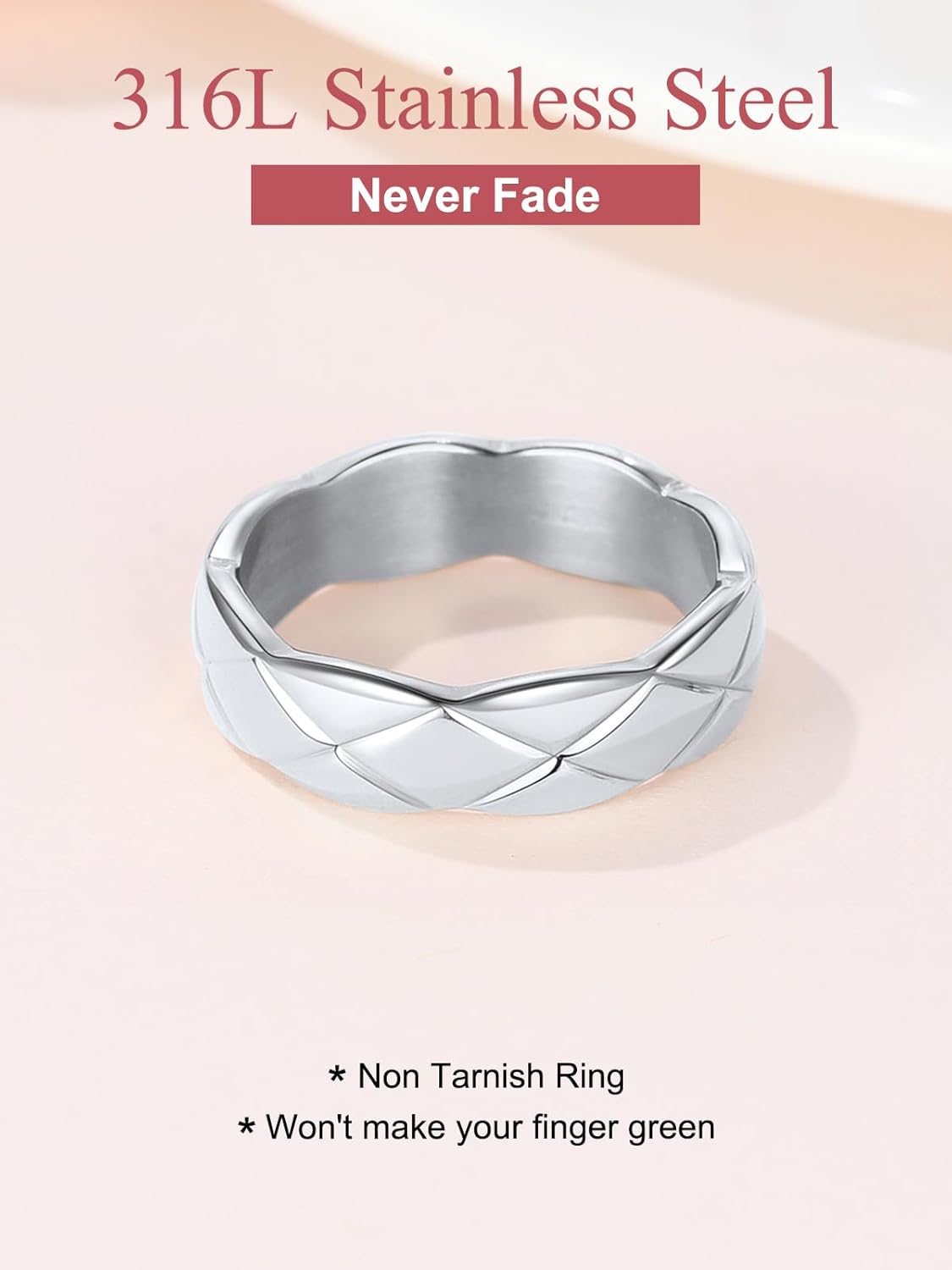 FOCALOOK Crush Bands Ring for Women Yellow Gold Plated 6MM Wide Wedding Promise Stacking Rings, Size 7-12 - Image 4