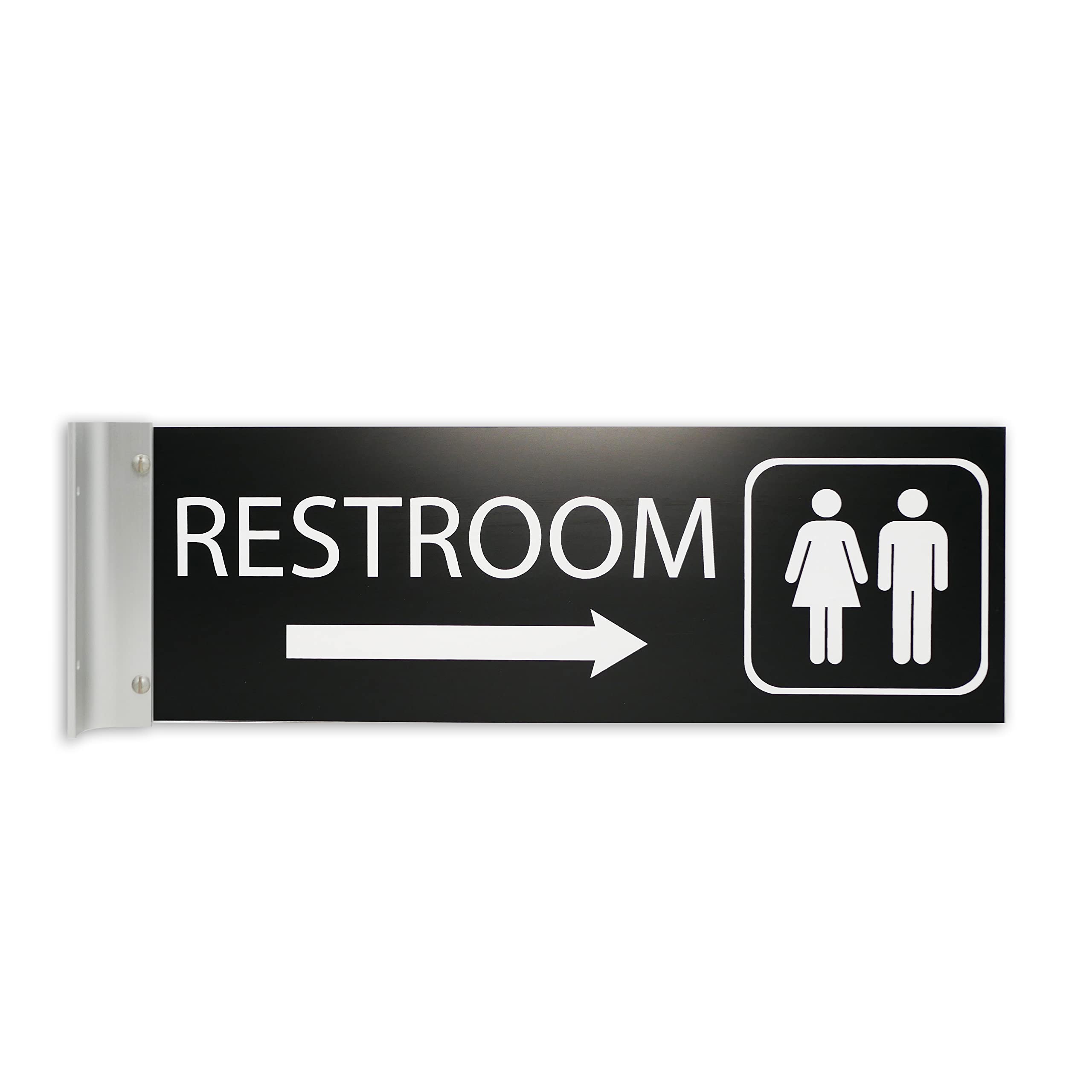 ALPHA DOG SIGNS Corridor Projecting Hallway Bathroom Sign, Right Arrow, 4"x12" Double Sided, Indoor/Outdoor, Easy Install, Durable Business Wayfinding