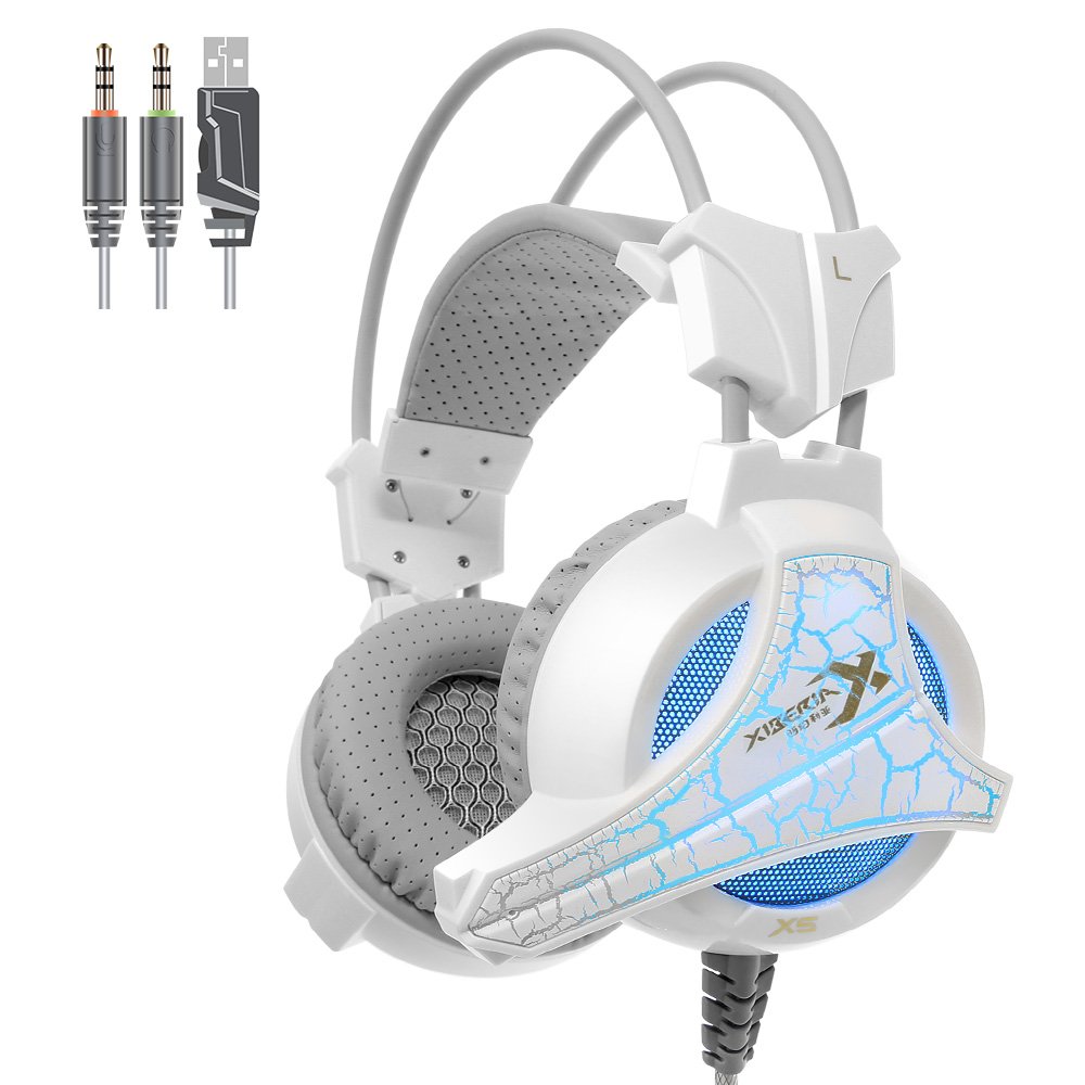 Xiberia X5 Headphones with Mic for PC, PS4, Xbox One, Laptop, PC, iPhone and Android Phones (White)