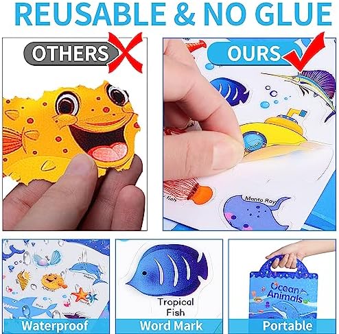 4 Sets Reusable Sticker Busy Book for Kids – Mixed 4 Themes Quiet Book with Stickers for 3 4 5 Years Toddlers Preschool Imagination Development Educational Tale Toy ET01MX01 4 61bs7zz5TSL. AC