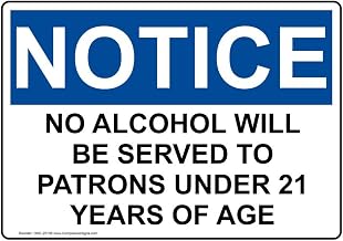 ComplianceSigns.com NOTICE No Alcohol Will Be Served To Patrons Under 21 Years Of Age OSHA Safety Sign, 10x7 in. Plastic