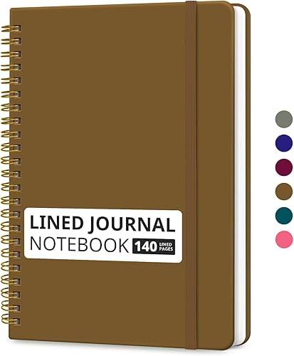 Miniatura 43 de Cuaderno rayado en espiral para mujeres y hombres, 140 páginas, cuaderno de tapa dura con rayas universitarias para trabajo y toma de notas, diarios