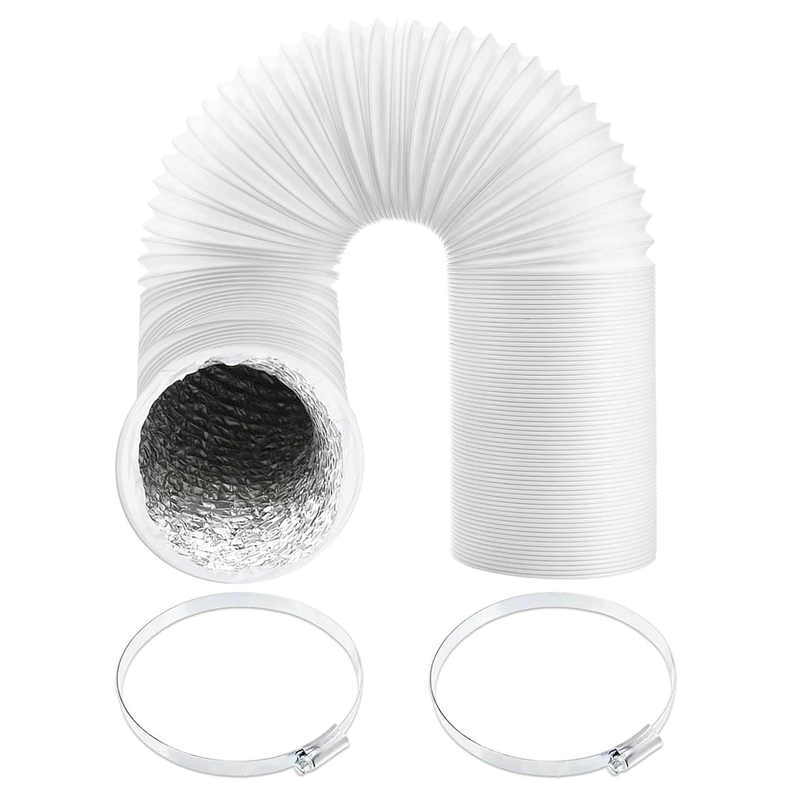 SPARES2GO Vent Hose for ElectriQ Air Con PVC Aluminium Foil Insulated Portable Air Conditioner Duct Outlet Pipe (5" x 6m) + Clamp Clips