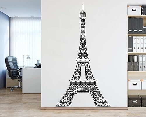 Calcomanía de pared de la Torre Eiffel BK017 de París, diseño único y moderno de vinilo para decoración del hogar, habitación del bebé, color negro,