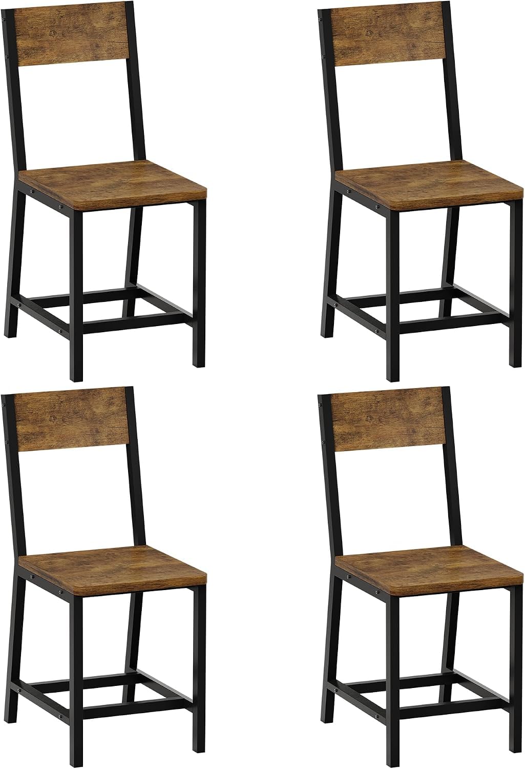APICIZON Set di 4 sedie da pranzo in stile vintage, ergonomiche, telaio in metallo stabile con portata di 150 kg, sedie da cucina senza braccioli, per sala da pranzo e soggiorno