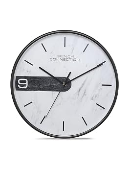 French Connection Luxury Wall Clock with White Luxury Design - Size: 12 Inches - FCWC10-B