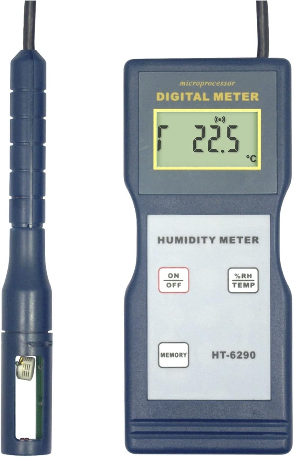 Digital Humidity Temperature Meter Portable Temperature and Humidity Detector Temperature and Relative Humidity Meter HT-6290 with Dew Point