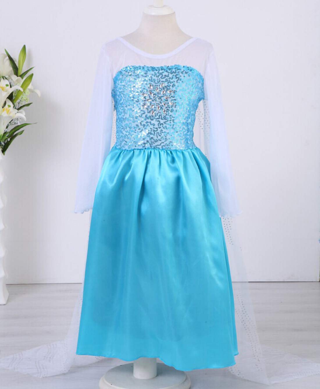 YOSICIL Frozen Elsa Kostüm – Komplett Set Mit Krone & Zauberstab