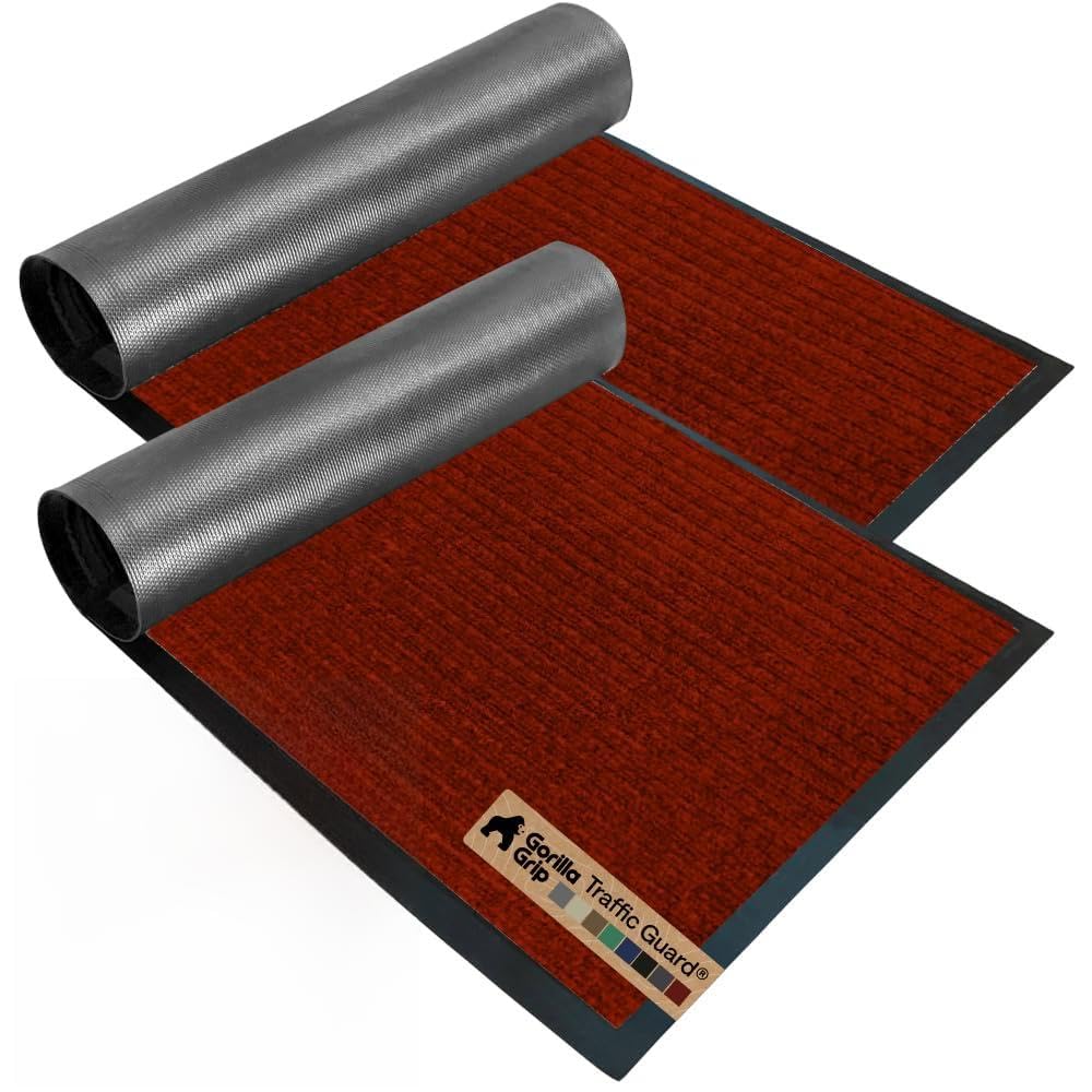 GORILLA GRIP Traffic Guard Indoor Outdoor Heavy Duty Door Mat, 35x23 Red