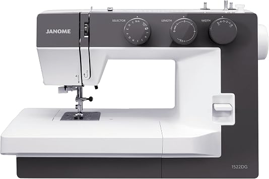 Janome 1522DG Mechanical Sewing Machine - Aesthetic Dark Gray Sewing Machine for Beginners, 22 Built in Stitches, 1 Step Buttonhole, Heavy Duty Metal Frame, Built in Needle Threader for Easy Use