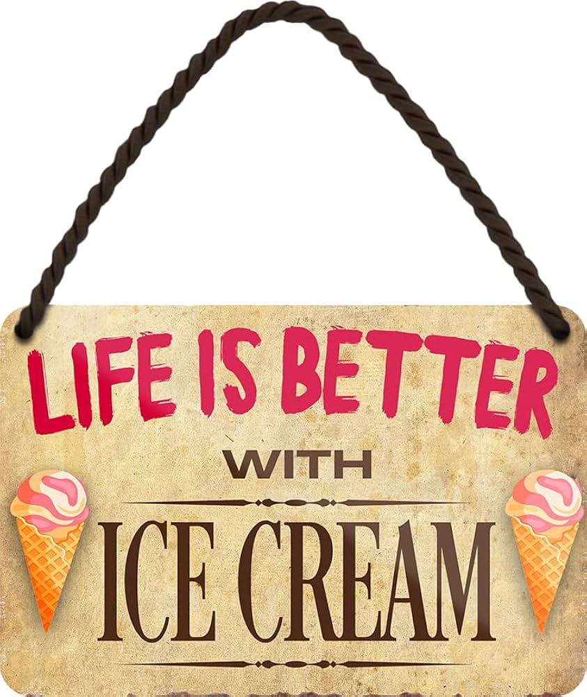 Blechschild Ice Cream Geht Immer - 28x12 Cm Sommer Deko Für Küche & Garten
