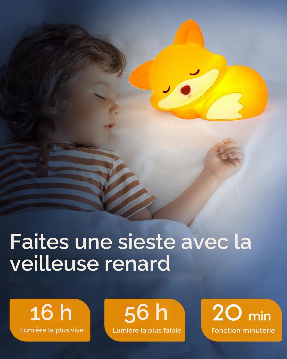 Amaredom Veilleuse Renard, Lampe Renard Mignonne, Dimmable pour Bébé - Mise en situation et utilisation