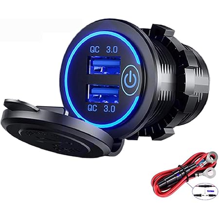 Amazon Co Jp Seametal 車載充電器 Qc 3 0カーチャージャー Usb充電器ソケット 埋め込み用 急速充電 Usb 2ポート 12v 24v Iphone Android対応 スマホ充電器 Led 防水 船 オートバイ Atvにも適用 家電 カメラ