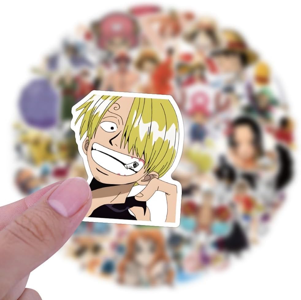 Image of 50pcs Cartoon Japanese Anime One Pice Stickers for Kids,Vinyl Waterproof One Pice Decal for Water Bottle Laptop Toy Sticker for DIY Decorate Bumper Phone Hard Hat Kids Teens Gifts