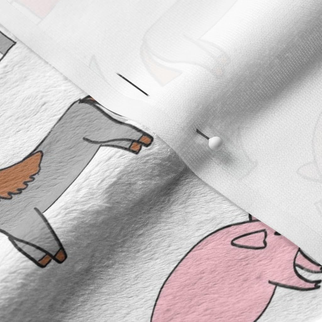 Spoonflower Fabric - Farm Nursery Kids Gender Neutral Cow Chicken Pig Barn Farms White Printed on Minky Fabric by The Yard - Sewing Baby Blankets Quilt Backing Plush