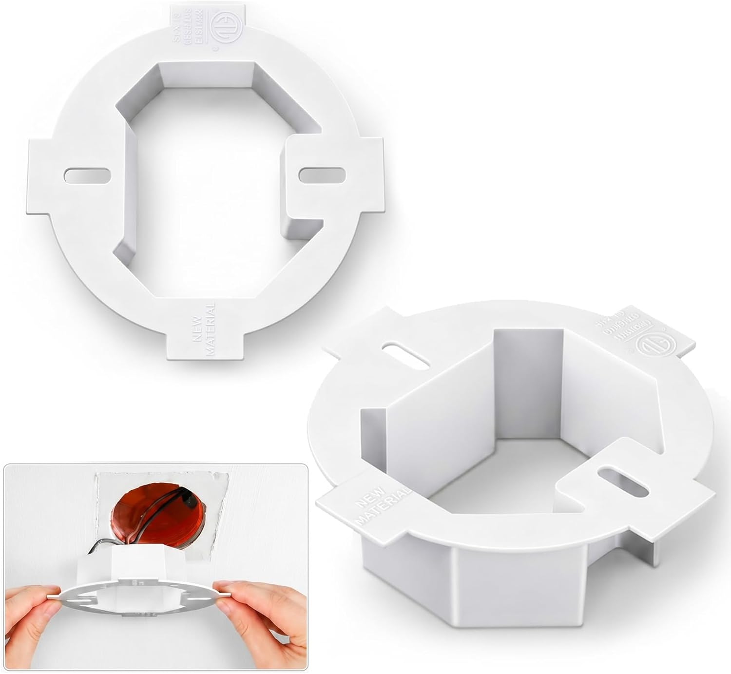Copkim 16 Pcs Round Electrical Box Extender 4.35 x 1.5 Inches Ceiling Box Extender Etl Listed Plastic Boxes Extension for Outlets 3.5 Inch 4 Inch Round or Octagonal Electrical Boxes, White