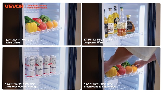 Image of VEVOR Commercial Merchandiser Refrigerator, 13.3 CU.FT Glass Door Display Refrigerator, Beverage Cooler Merchandiser with Adjustable Shelves, Soft LED Light, Customizable Lightbox, Black