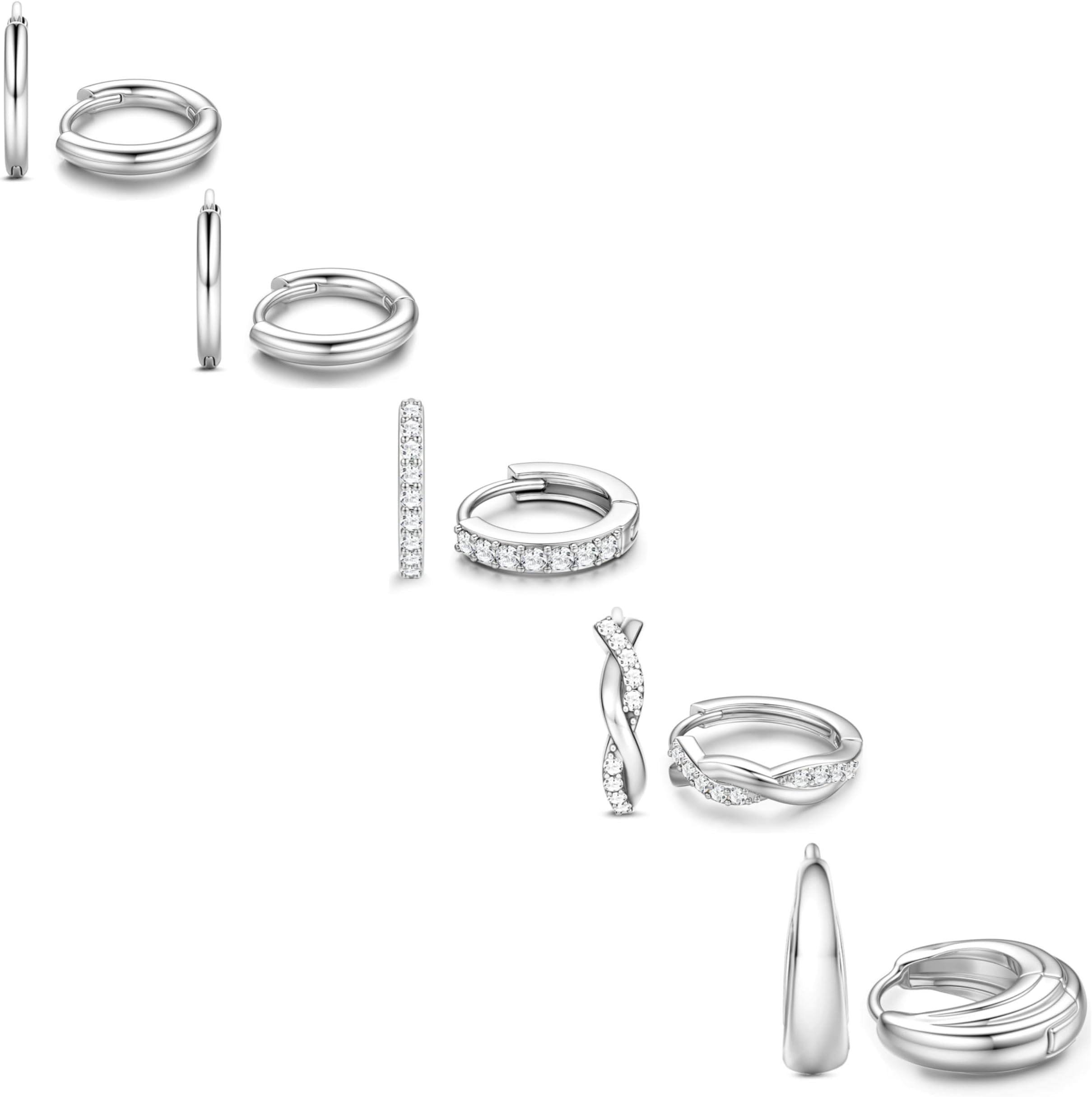 Small Gold Hoop Earrings for Women Trendy 14K Gold Plated Chunky Huggie Earrings Stacks Hypoallergenic Dainty Twisted CZ Cartilage Hoop Earring Sets for Multiple Piercing Lightweight