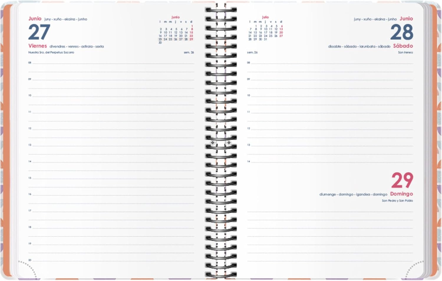 Dohe - 2025 Diary - Day Page, A5 (15 x 21 cm), 12 Months January to December, Hard Cover and Rubber, Planner in Spanish, 4 Pages of Stickers, Office Supplies - CUTE DUNE