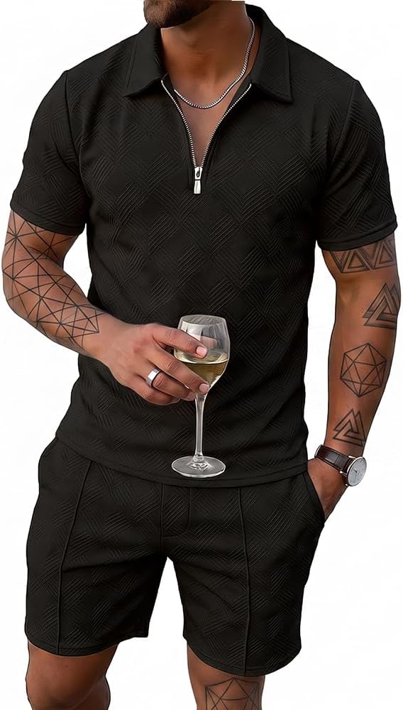 Mens Summer Track Suits 2 Piece Shorts Sets Short Sleeve Sweatsuit casual Outfits Polo Shirts