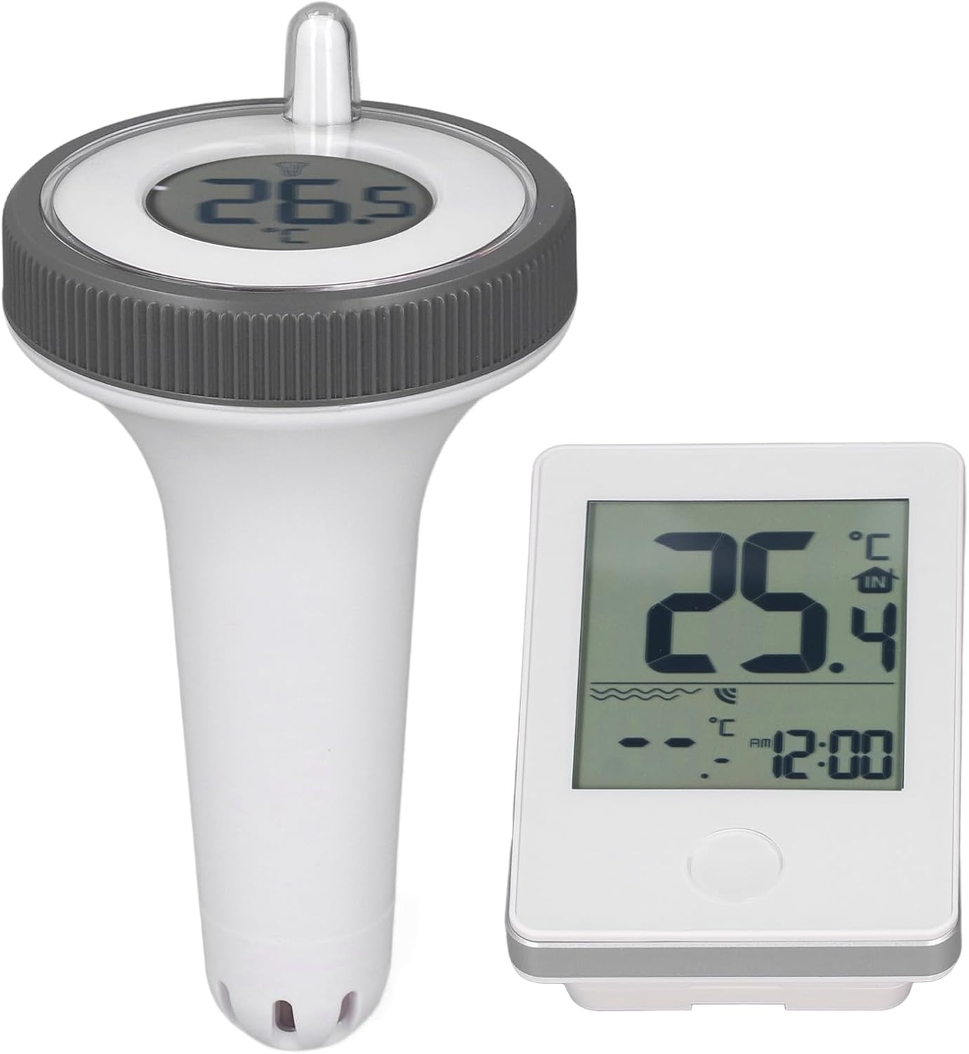 POCREATION Wireless Pool Thermometer Temperature Meter with 60m Range LCD Display for Swimming Pools Hot Tubs Aquariums Baby Baths Spa