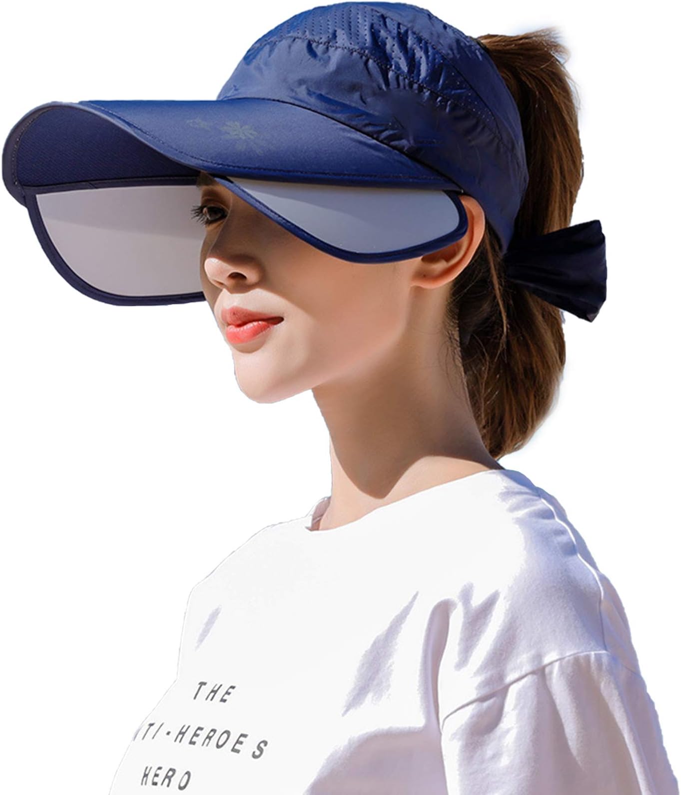 Wide Brim Visor Hat for Women Golf Visor Cap Sun Protection Hat for Beach Garden Tennis Running Sunshade Hat Pure Blue