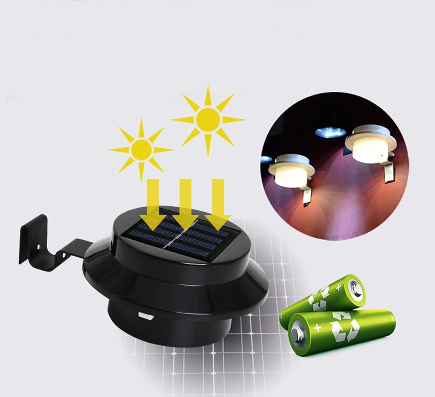 6 Pack Outdoor Solar Lights, Gutter Lights, Waterproof Garden Wall,Gutter Lighting, House, Fence, Garden Path, Black - Image 4