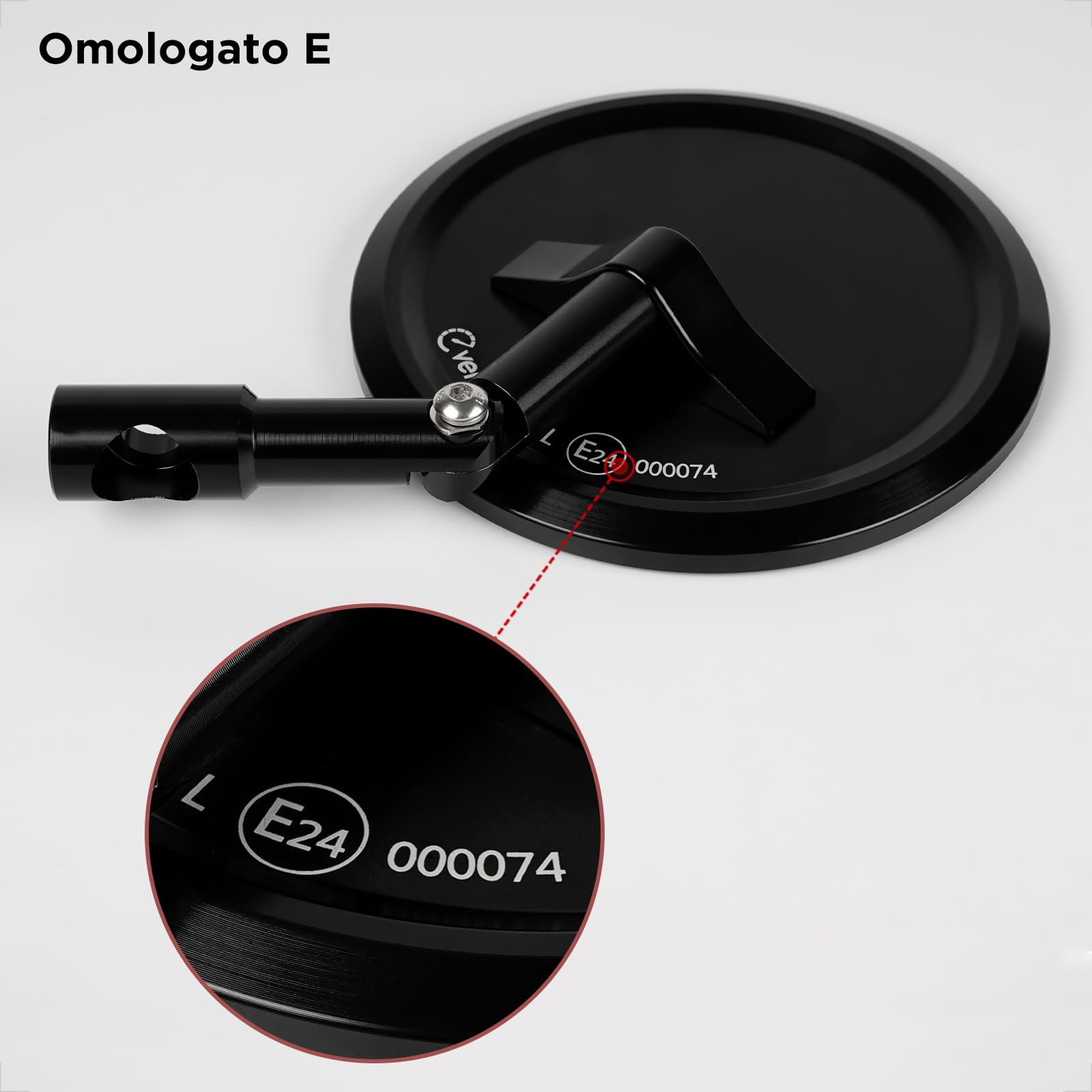 Evermotor Specchietto Moto, Omologazione E24, 360° Regolabile Specchietti Moto Manubrio, Alluminio, Rotondo per Scooter, ATV, Ciclomotori, 2 pz