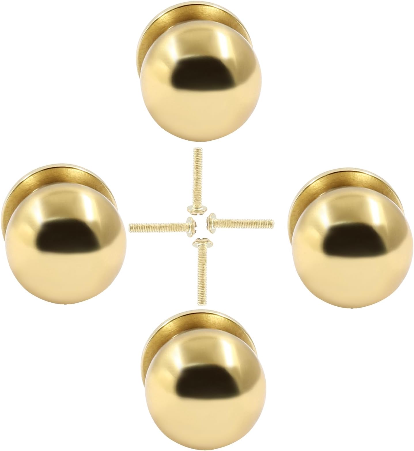 Jiozermi 4 Packs Mini Round Solid Brass Knobs, 5/8 Inch Diameter Brass Pulls, Gold Mini Drawer Pulls, Mini Knobs for Jewelry Box, Polished Gold