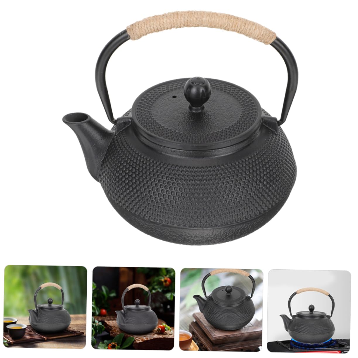 Tetera De Hierro Fundido Recubrimiento Para Cocción Inducción y Estufas Elegante Tetera Para Té Suelto Diseño Vintage y Funcional