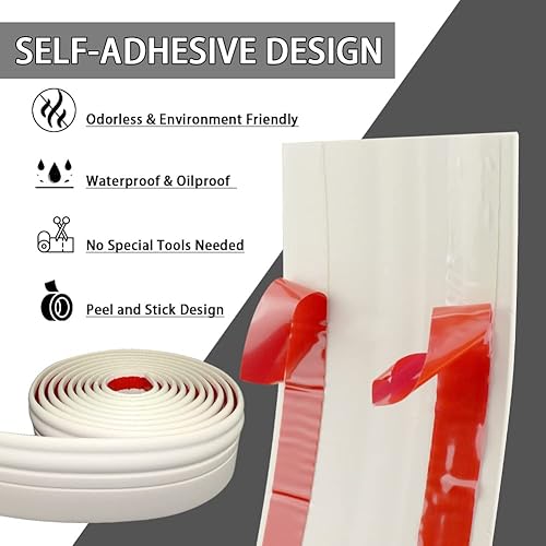 Miniatura 2 de Moldura de Base de Pared Despegar y Pegar Zócalo de Goma Moldura 4" de Ancho Base Cóncava de Vinilo Flexible para Pared (4" de Ancho x 16.4' de