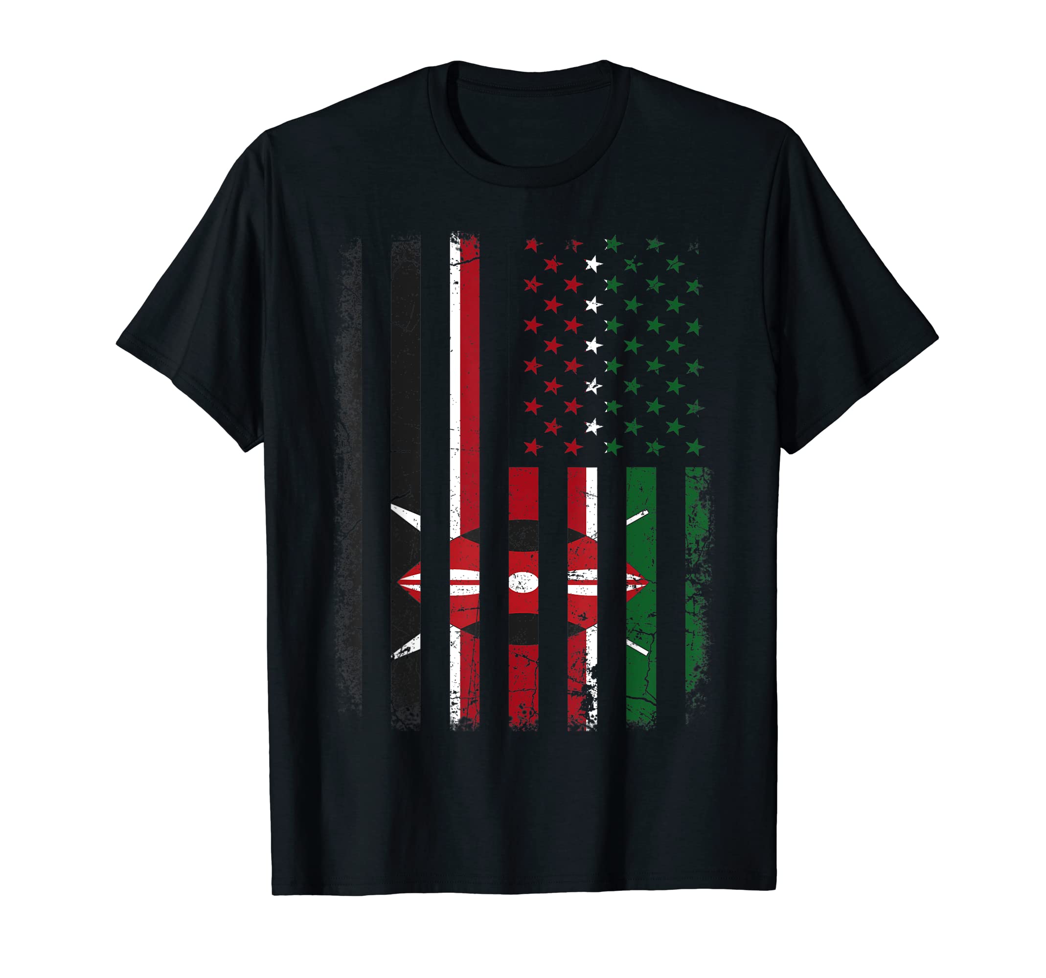 Kenyan Roots Kenya American Flag Tee ApparelKenyan American Flag Kenyan Roots Kenya America T-ShirtOEKO-TEX STANDARD 100