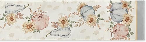 Miniatura 9 de YiHomer Mantel de Acción de Gracias con borde de cosecha de calabaza azul, estampado de calabaza y girasol, lavado a la piedra, fácil cuidado, 52 x