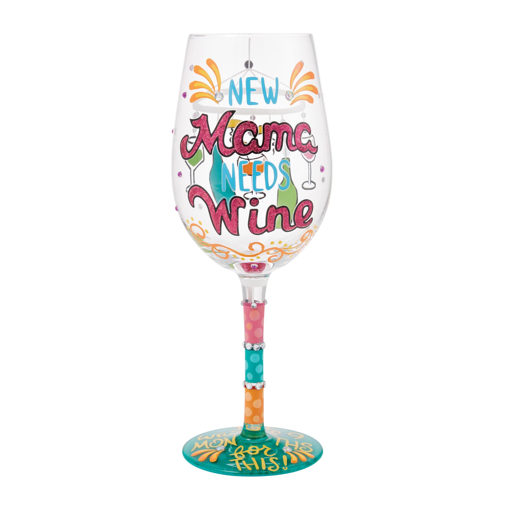 Verre à vin Lolita New Mama multicolore de 445 ml peint à la main