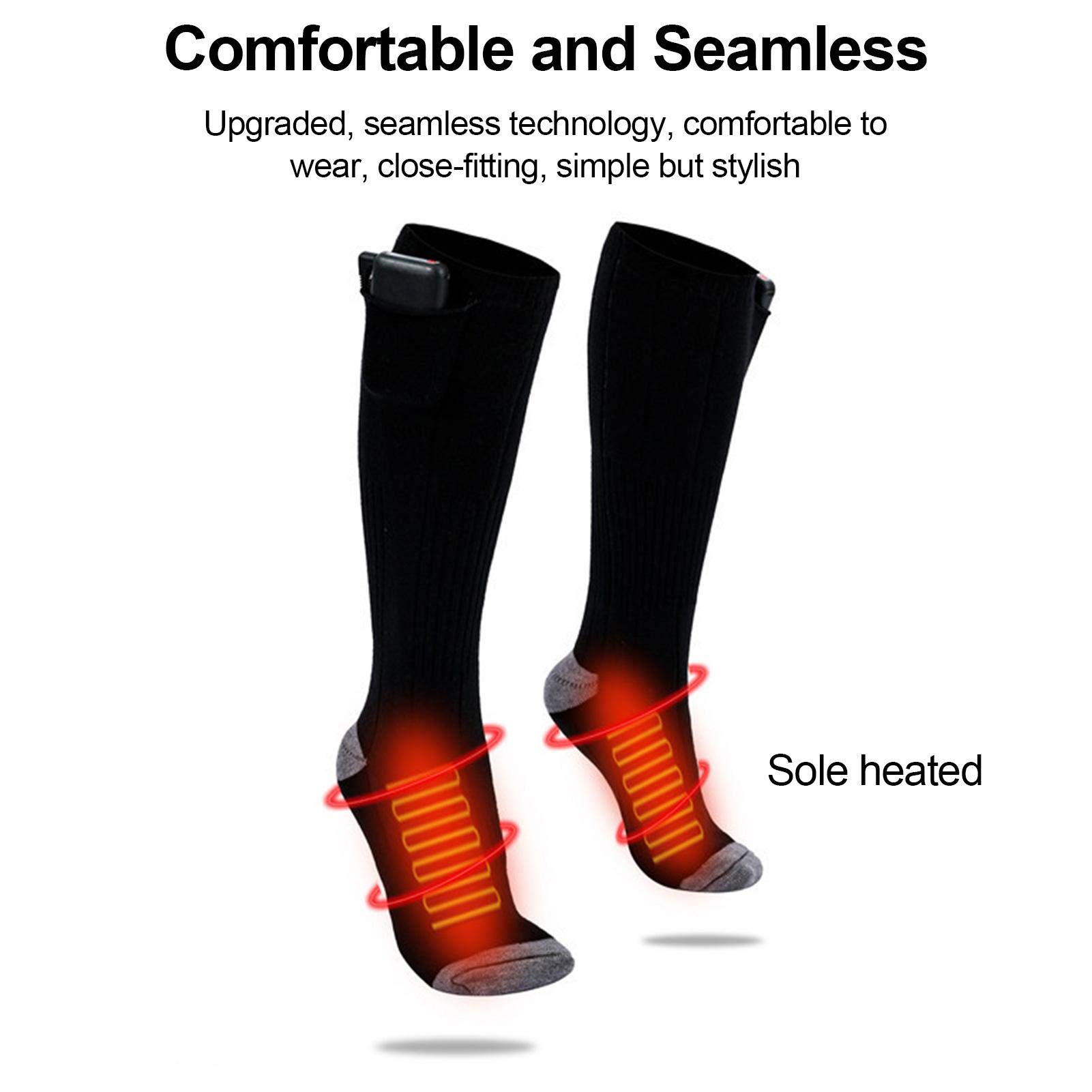 Chaussettes Chauffantes, Chaussettes Chauffantes Électriques pour Hommes Femmes, Chaussettes d'hiver Chaudes en Coton pour Sports de Plein Air - Camping, Pêche, Cyclisme, Moto, Patinage et Ski