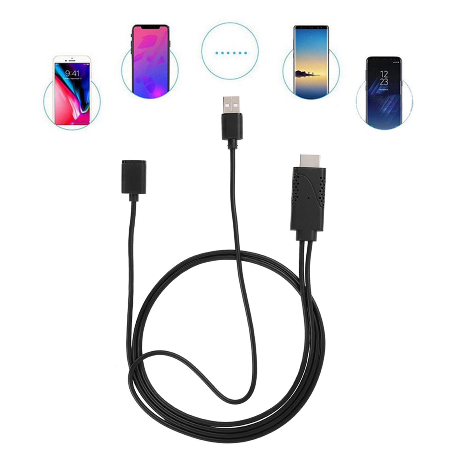 Mrisata 2 in 1 1080P USB Female to HDMI Male HDTV Adapter Cable Cord for iPhone Android, USB Female to HDMI Male HDTV Adapter, 1080P HD USB to HDMI Digital AV Adapter Cable