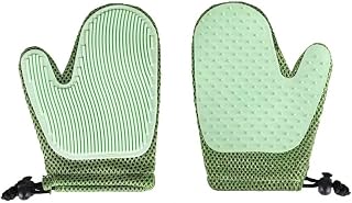 ColoBrethy 5-in-1 Deshedding Grooming Gloves for Dogs Cats Horses - 260 Silicone Nubs, Adjustable Wristband, Sage Green