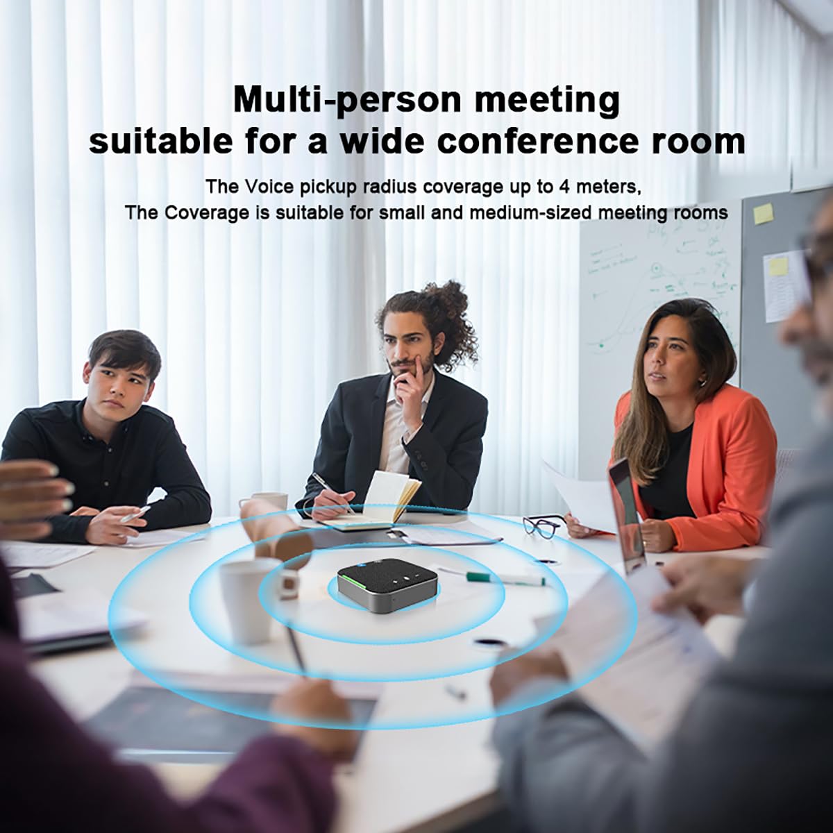 eppfun Altoparlante per Conferenze Bluetooth, con 4 microfoni cancellazione del rumore, Compatibile con Zoom, Teams, Skype, Home Office