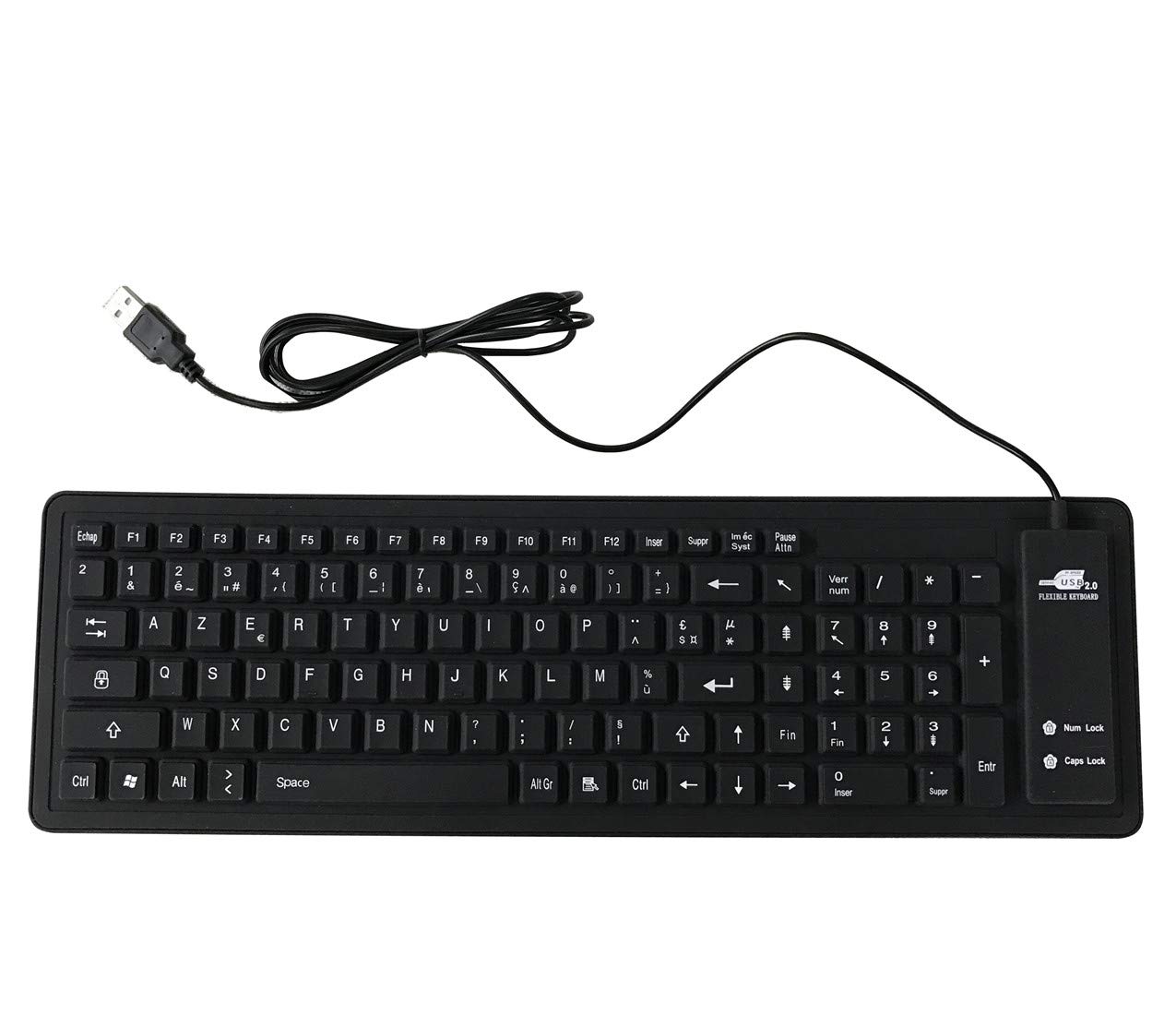 EMEBAY USB Clavier Français Pliable AZERTY en Silicone étanche 103 Touches | Clavier Souple étanche Compatible avec Ordinateur de bureau, Ordinateur Portable, Tablette Tactile, Téléphone Portable