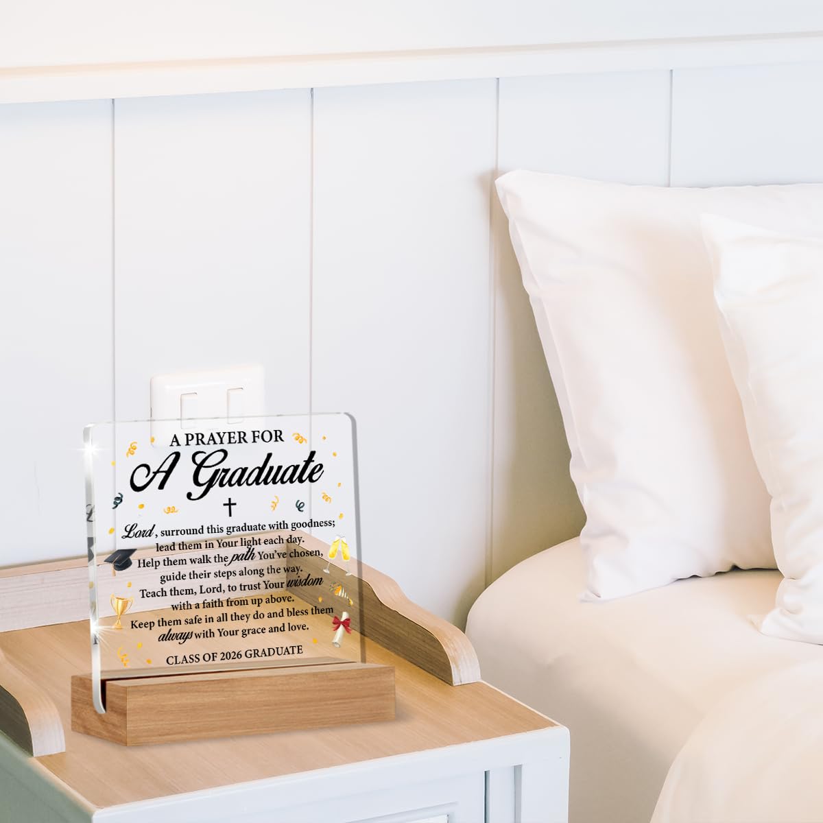 Christian Graduation Gifts, Grad Gifts 2026 for Him Her, Christian Religious Graduation Gift, a Prayer for a Graduate Clear Acrylic Sign Dorm Desk Decor