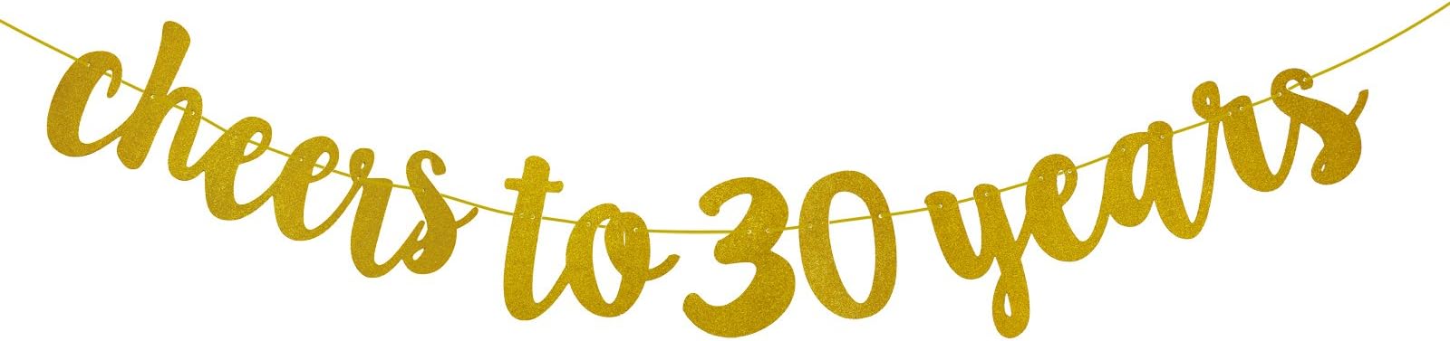 Fecedy Gold Glitter Cheers to 30 years Banner for 30th Birthday Party