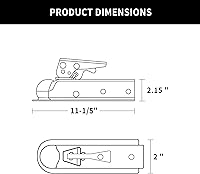 Vista 2 de METOWARE Acoplador Recto de Lengua de Remolque para Bola de 2", Acoplador de Remolque de Ancho de Canal de 2", 3,500LBS