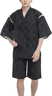 Men's Japanese Yukata Sleepwear - Linen Kimono Bath Robe Loungewear Spa Robe for Home