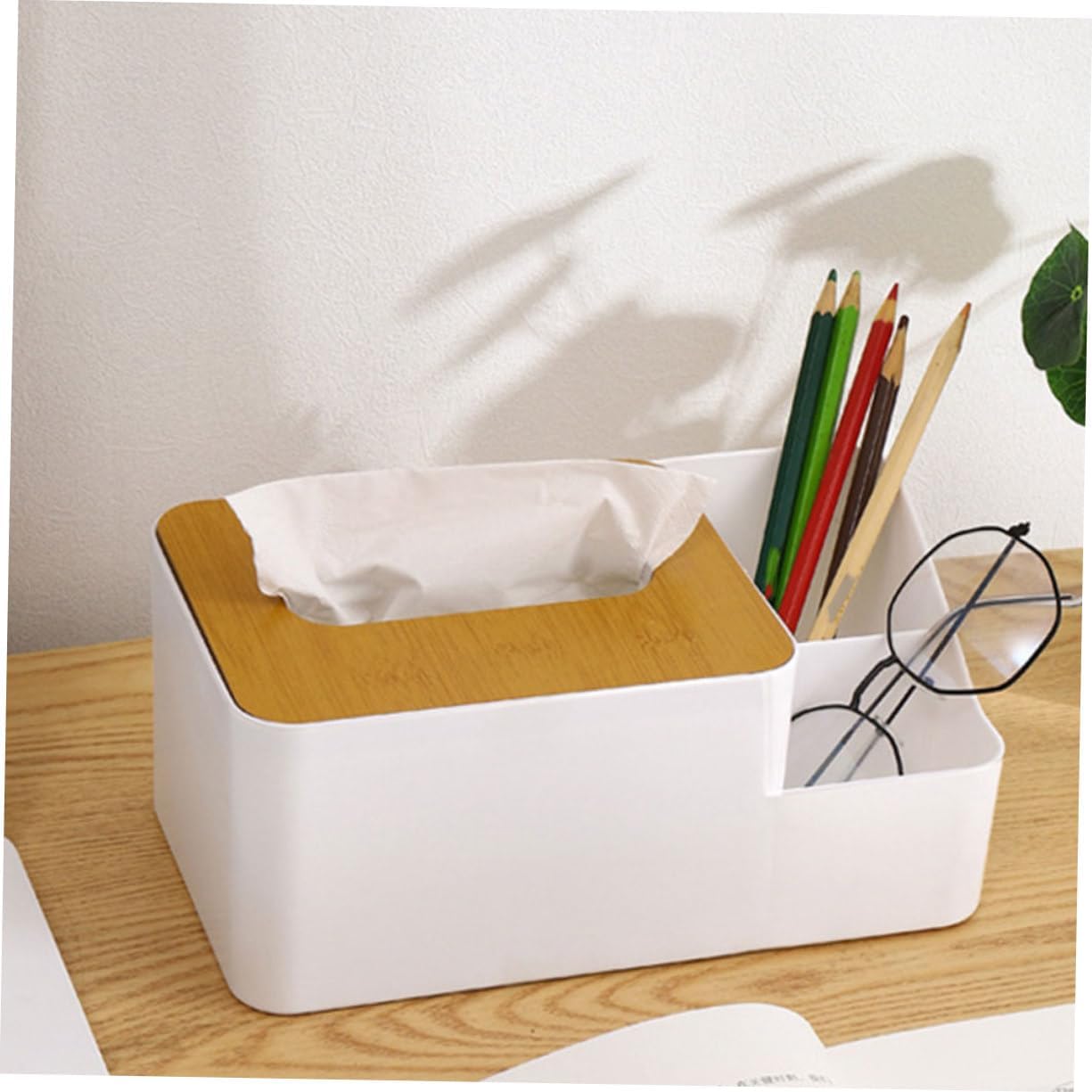 DECHOUS Plastic Tissue Box Storage Case Office Organiser for Desk Napkin Holder