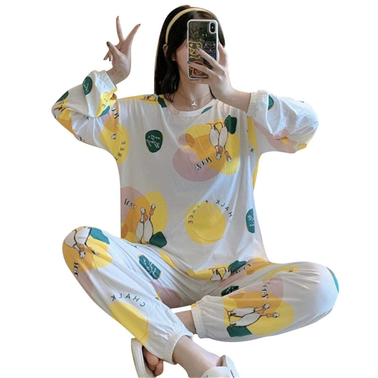 Pyjamas dames coton ample contre le froid homewear chaud