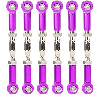 RC Pull Rod, 6Pcs Adjustable Servo Links Tie Rod RC Car Linkage Aluminum Alloy Turnbuckle Rod Linkage Set for RC Hobby Car Model(Purple) Turnbuckle Rod Linkage