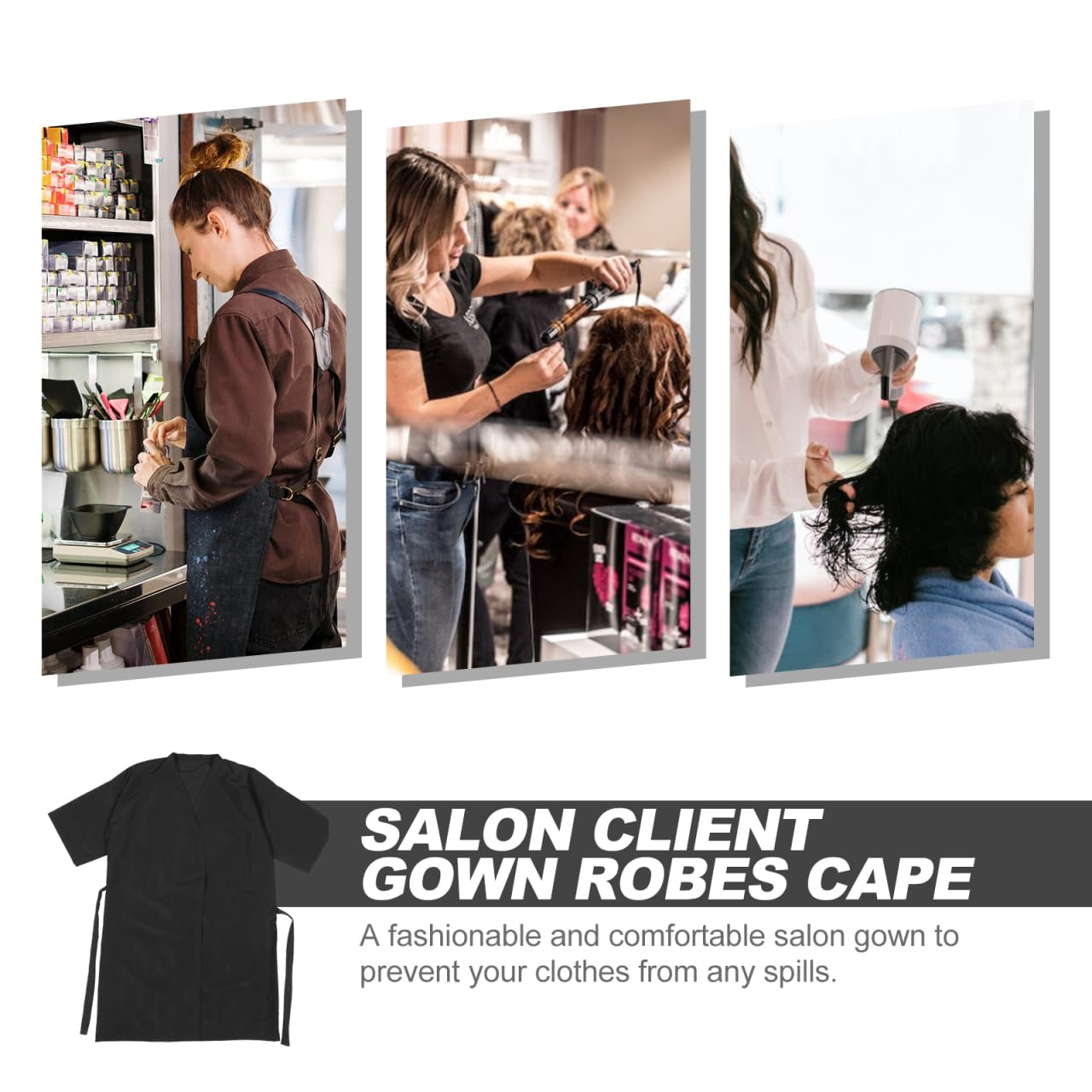Ipetboom Hairdressing Salon Client Gown: Kimono Style Cape for Hair Cutting Pet Grooming Barber Robes Smocks with Adjustable Waist Tie - Image 4